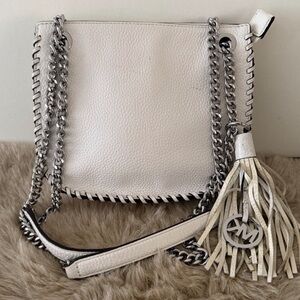 Michael Kors White Leather Whipped Chelsea Small Crossbody Messenger Bag